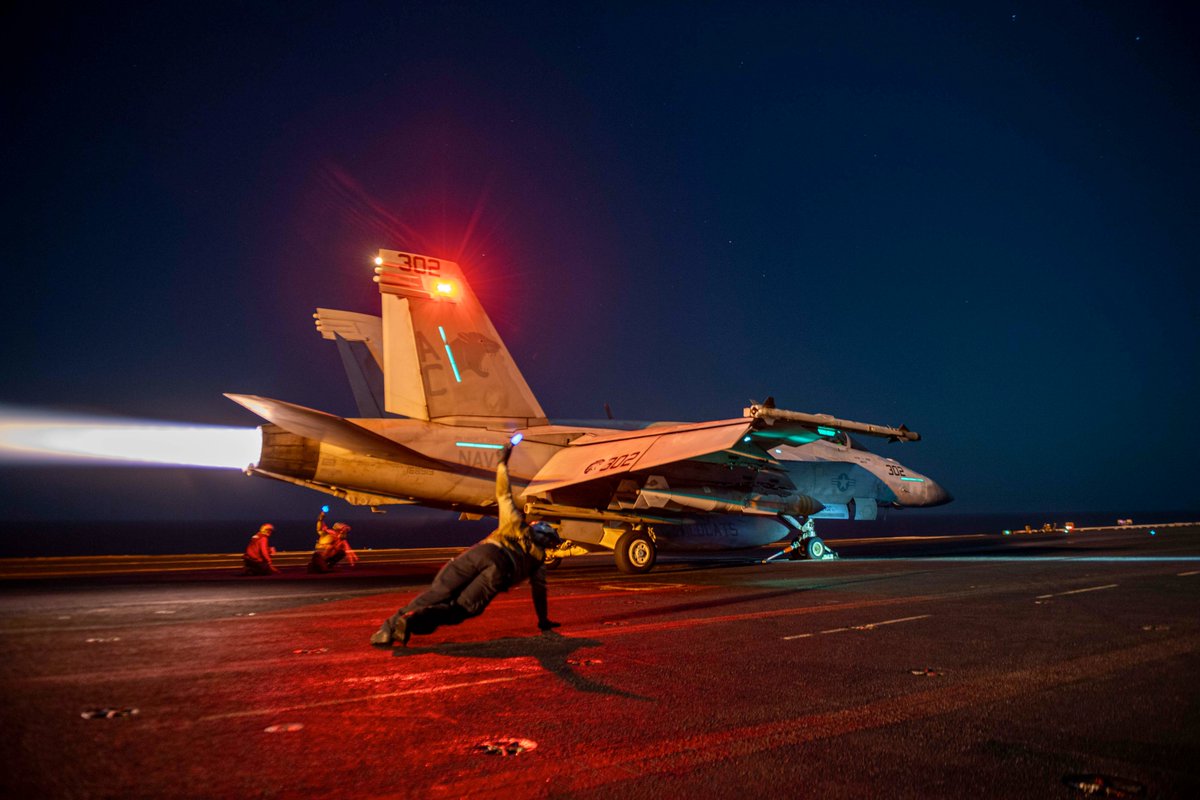 US Central Command forces alongside UK Armed Forces, and with support from Australia, Bahrain, Canada, Denmark, the Netherlands, and New Zealand, conducted strikes against 18 Houthi targets in Iranian-backed Houthi terrorist-controlled areas of Yemen on Feb. 24, 2024. Photo courtesy of US Central Command. 